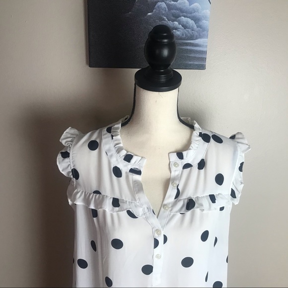LOFT POLKA DOT SLEEVLESS BLOUSE - Picture 3 of 8